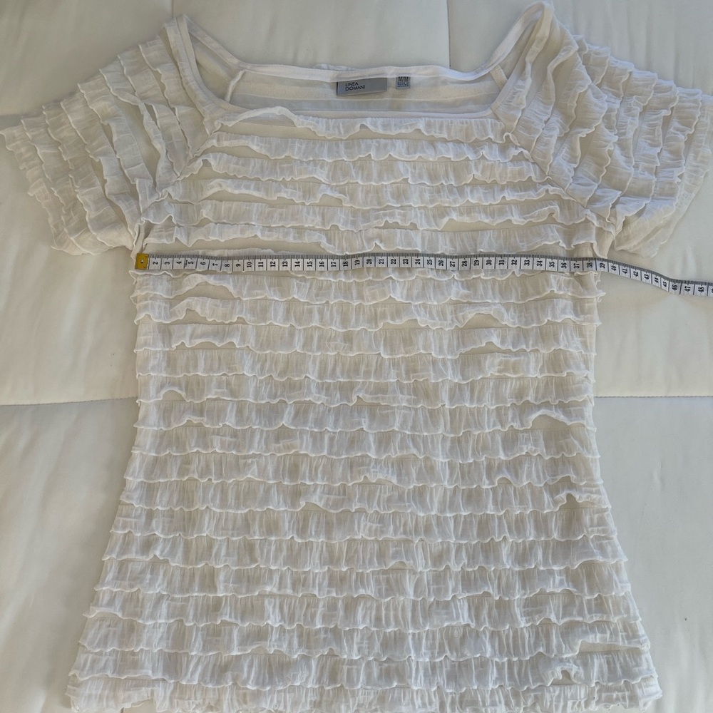 Linea Domani White Ruffled Blouse - Picture 4 of 7